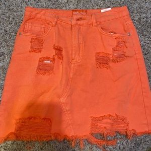Pretty Little Thing Orange Denim Skirt